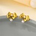 E01200G Women Stainless Steel Bow Tie Earring 