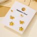 E01194G 3 Pair Women Stud Star Bow Tie Earring set