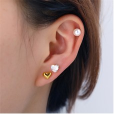 E01195G 3 Pair Women Zircon Pearl Stud Earring Set 